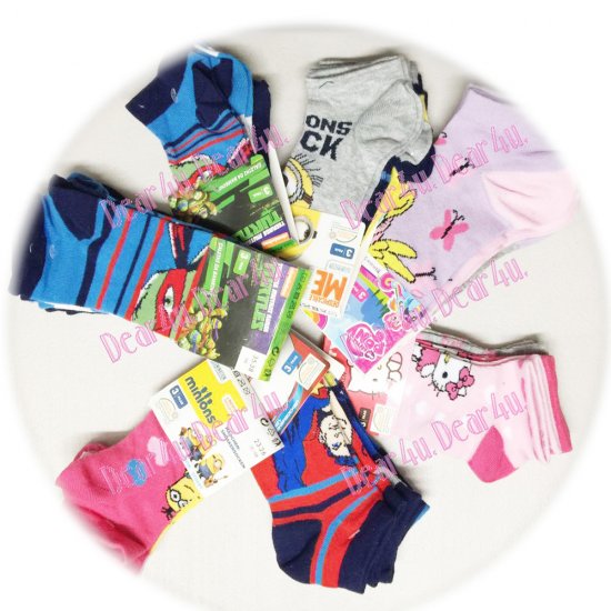Kids Characters sock short cut - 3 pairs per card - Click Image to Close