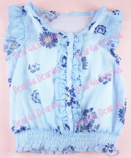 Girls dadida lake blue and white double layer top - Click Image to Close