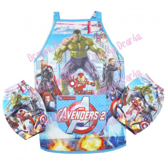 Boys kichen chef craft cooking apron with sleeves - Avengers - Click Image to Close