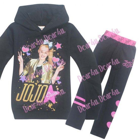 Girls Jojo Siwa hoodie long sleeve t-shirt & legging pant black - Click Image to Close