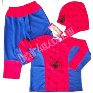 Spiderman Costume party dress up with Mask 3pcs Red Blue