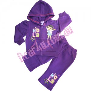 Girls DORA Ho La Hoodie stripe Tracksuit zip outfit - purple