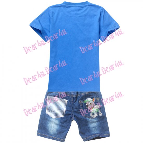 Boys Paw Patrol tee with denim pants - Blue - Click Image to Close
