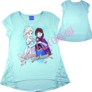 Girls lace print tee - Frozen Elsa and Anna Follow your heart