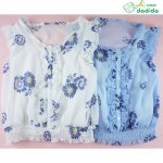Girls dadida lake blue and white double layer top