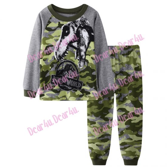 Babies boys long sleeve cotton 2pcs pyjama pjs - Dinosaur - Click Image to Close