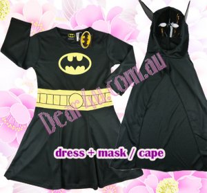 Batman girls dress Costume party dress up with Mask 2pcs black