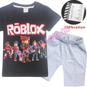 Boys Roblox Short Sleeve Set Pjs 100 Cotton Black D8 08rbk
