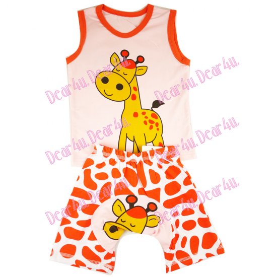 Baby boys/girls singlet and shorts sets - giraffe - Click Image to Close