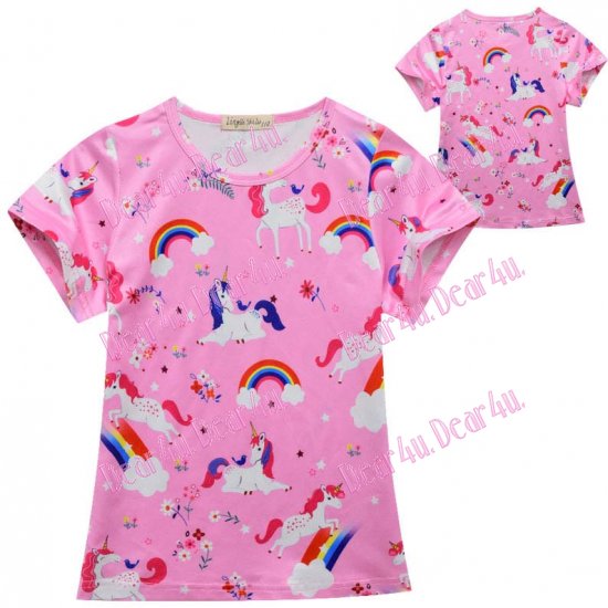 baby Girls Unicorn short sleeve set pjs set - Click Image to Close