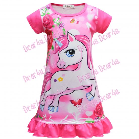 Girls summer dress nightie - Unicorn - Click Image to Close