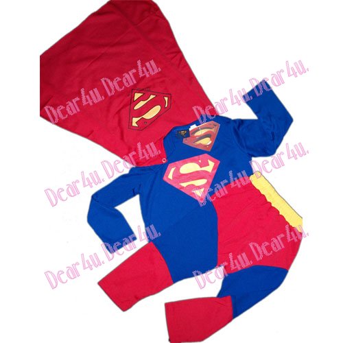 Superman Costume party dress up with cape 3pcs outfit - Click Image to Close