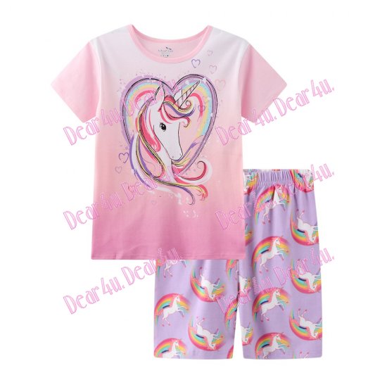 Babies girls Unicorn pink 2pcs pyjama pjs - cotton 2 - Click Image to Close