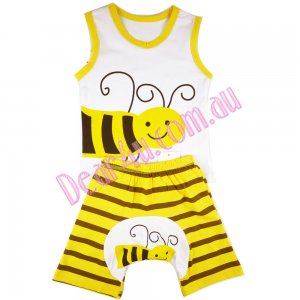 Baby boys/girls singlet and shorts sets - bee