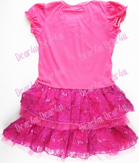Girls Shopkins hot pink dress with 3d bow tutu layers - Click Image to Close