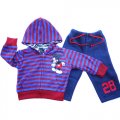 Boys Mickey Mouse stripe hooded fleece outfit set