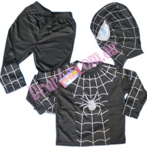 Spiderman Costume party dress up with Mask 3pcs black