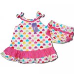 Baby Girl tie shoulders singlet dress with bloomer 2pcs