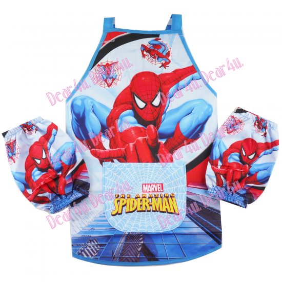 Boys kichen chef craft cooking apron with sleeves - Spiderman - Click Image to Close