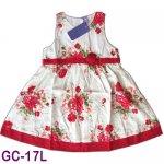 Girls red flower pinafore dress - large rose on white