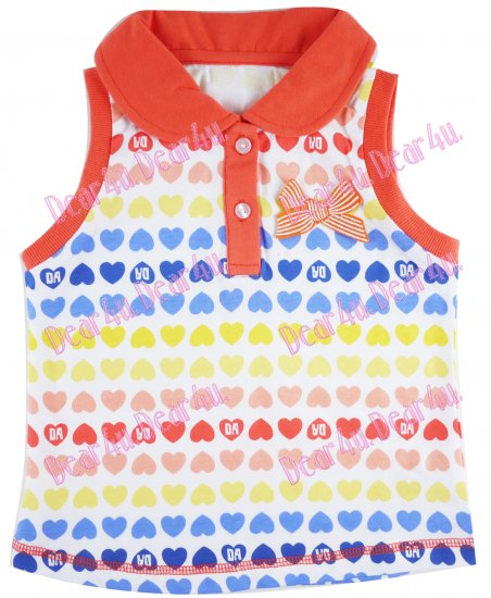 baby Girls dadida singlet heart shirt with 3d bow - Click Image to Close