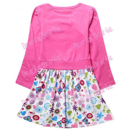 Girls long sleeve 100% cotton dress - shopkins pink - Click Image to Close