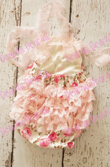 Baby Girls Floral Rompers Lace belt backless Cute Romper - Click Image to Close