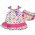Baby Girl tie shoulders singlet dress with bloomer 2pcs