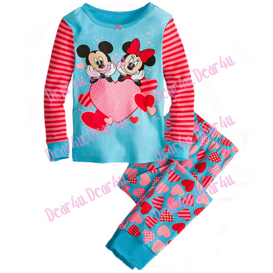 Babies girls long sleeve cotton 2pcs pyjama pjs - Minnie mouse 2 - Click Image to Close