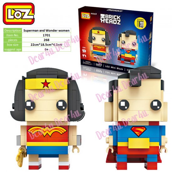 Superman and Wonder woman LOZ iBLOCK Micro Mini Building Lego - Click Image to Close