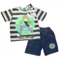 Boys Ben 10 ten Stripe T-shirt with denim shorts 2pcs set
