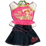 Yum Strawberry the shortcake top and denim skirt sets