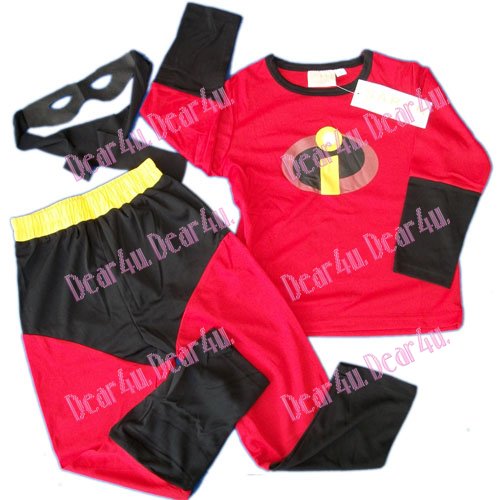 The INCREDIBLES boy Costume party dress up with Mask 3pcs - Click Image to Close