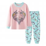 Babies girls long sleeve cotton 2pcs pyjama pjs - Unicorn