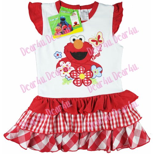Girls Elmo 3 layer checked dress - Click Image to Close