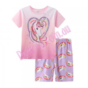 Babies girls Unicorn pink 2pcs pyjama pjs - cotton 2