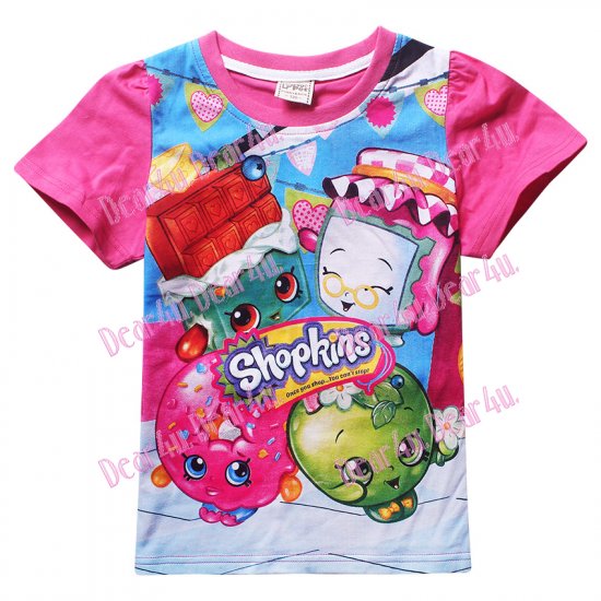 Girls Shopkins cotton t-shirt - pink - Click Image to Close