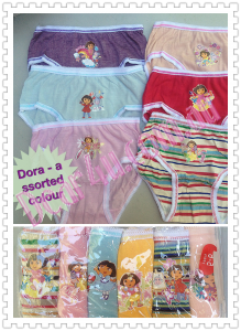 Girls Underwear undies briefs - Dora pack of 6 assorted colour