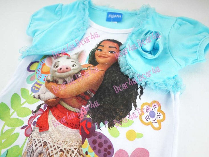 Girls MOANA party outfit top with blue tutu dress - Click Image to Close