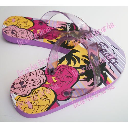 Girls kids summer beach sandals thongs flip flops - Bratz purple - Click Image to Close