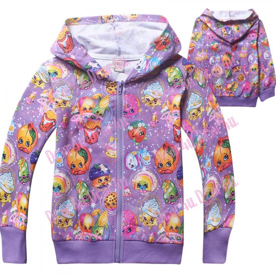 Girls cotton thin hoodie jacket - shopkins purple - Click Image to Close