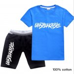 Boys Unspeakable 100% cotton short sleeve pjs outfit blue