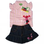 Girls ELMO seersucker sleeveless shirt with denim skirt