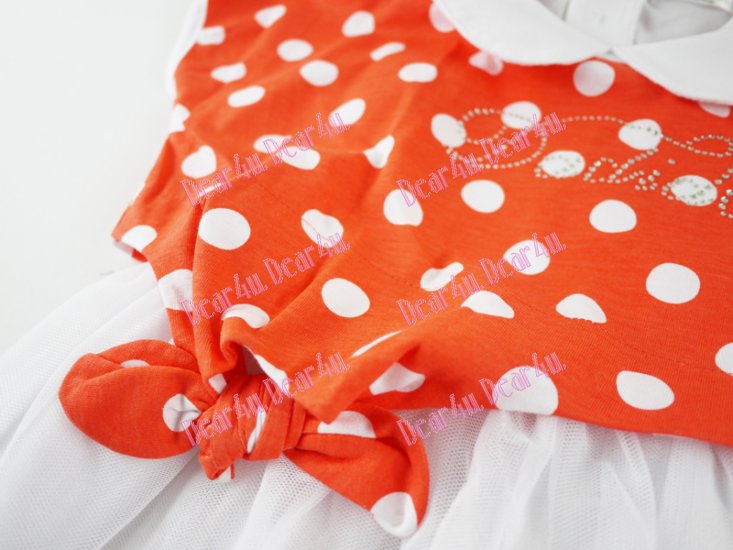 Girls party dress with orange dotty 2pcs set - Click Image to Close