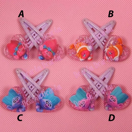 TROLLS girls hair clips multiple colours (pair) - Click Image to Close