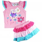 Girls summer Giggle and Hoot pink top and 3 layers skirt