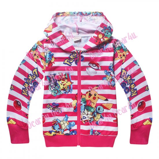 Girls Pokemon GO Pikachu cotton thin jacket with zip and hoodie - Click Image to Close