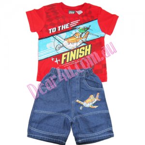 Boys PLANES CARS summer red top with denim shorts