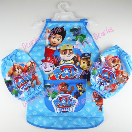 Boys kichen chef craft cooking apron with sleeves - paw patrol - Click Image to Close