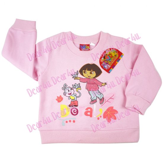 Girls Dora and her friend maroon fleece cotton jumper - Click Image to Close